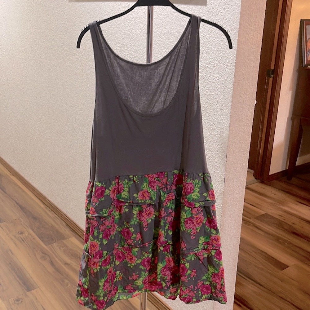 Floral gray ruffle dress